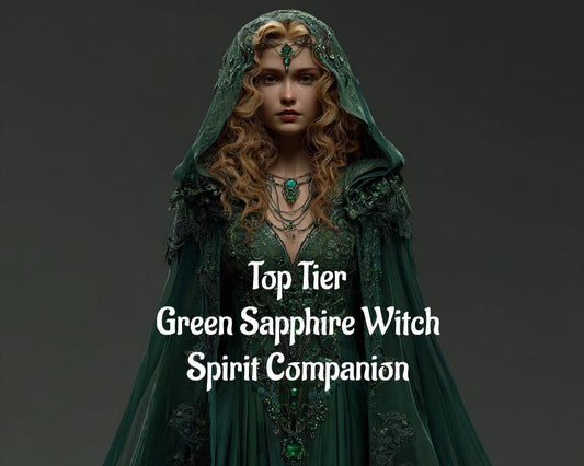 Green Sapphire Witch Spirit Companion Conjuring. Digital Service
